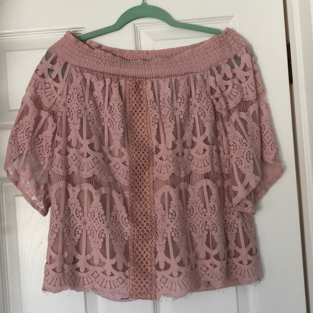 Francesca’s lace off the shoulder top
